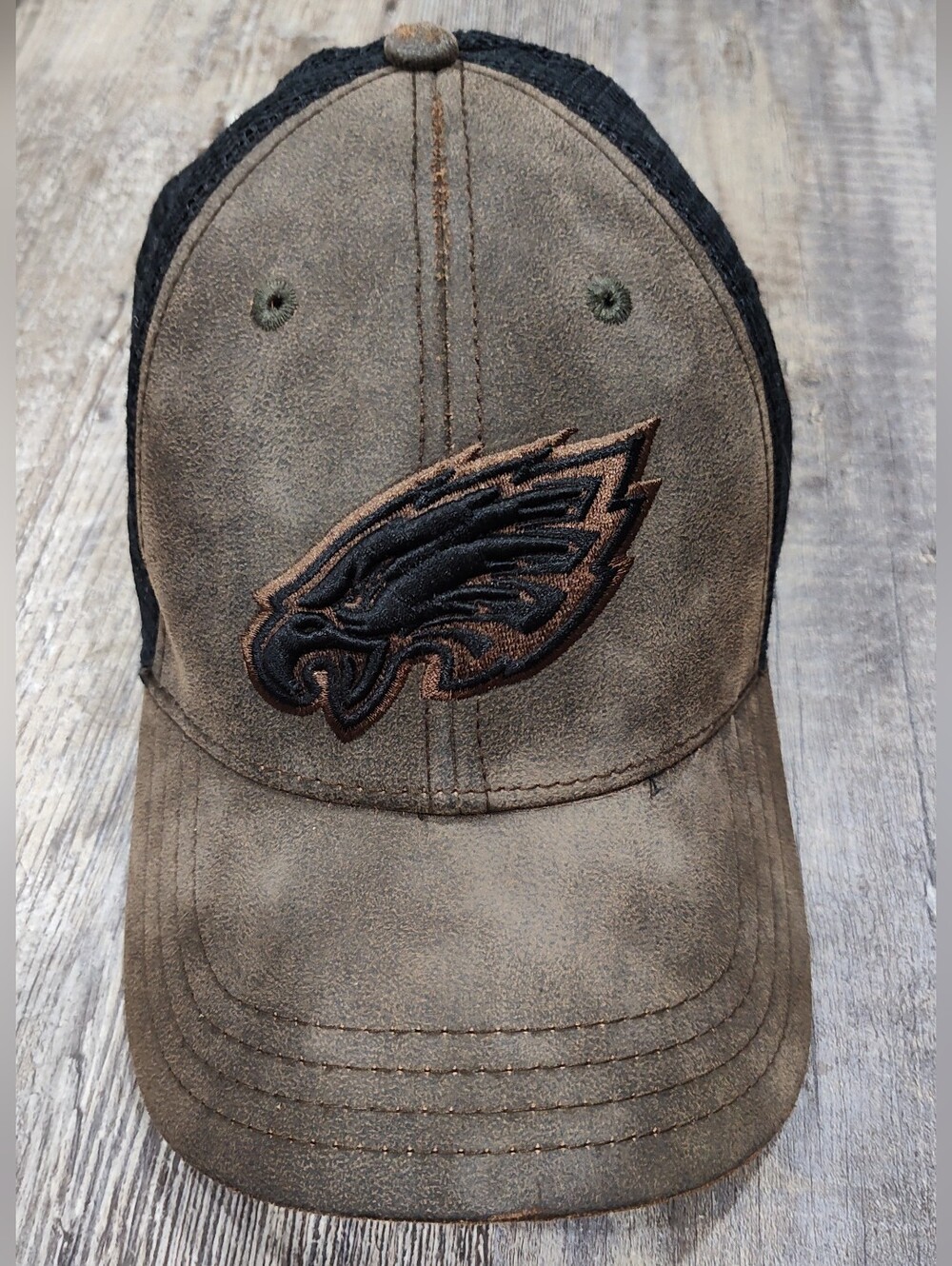 NFL Philadelphia Eagles Burnt Logo Suede Brown/Black Trucker Snapback Hat Cap OS